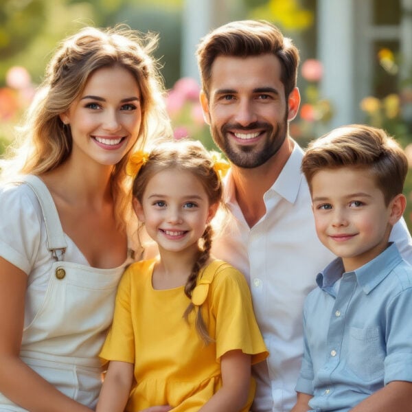 AI family portrait featuring a mother and daughter, capturing love and connection.