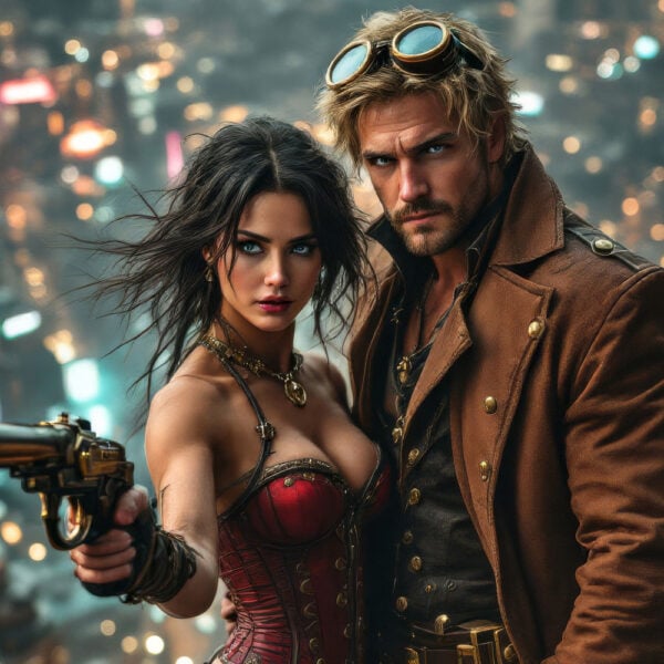 Steam_Punk_02 Experience the ultimate AI Steampunk transformation in the photo booth with Victorian-inspired fashion and futuristic Steampunk art.