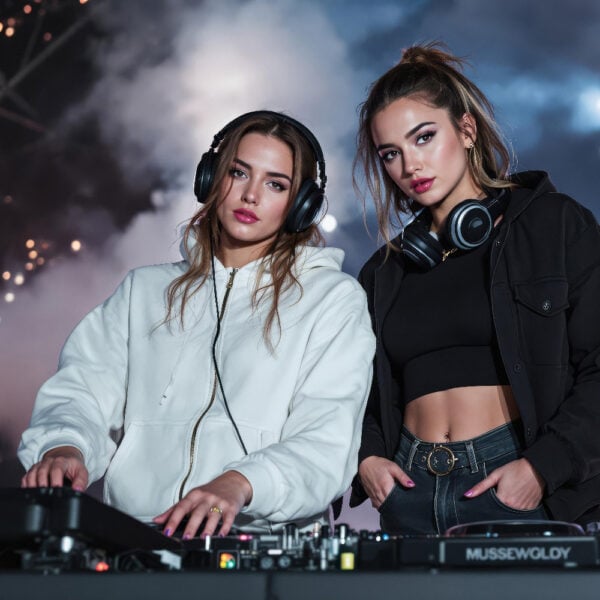 AI DJ portraits showcasing DJ performances, turntables, and vibrant club scenes with AI technology bringing music to life.
