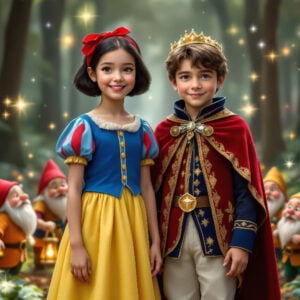 AI Fairy Tale Kids portraits of children transformed into fairy tale characters like princesses, princes, and magical creatures