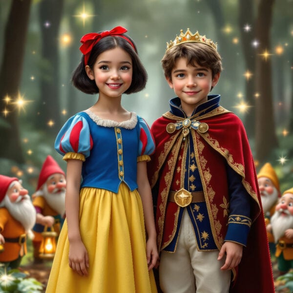 AI Fairy Tale Ritratti di bambini trasformati in personaggi delle fiabe come principesse, principi e creature magiche.